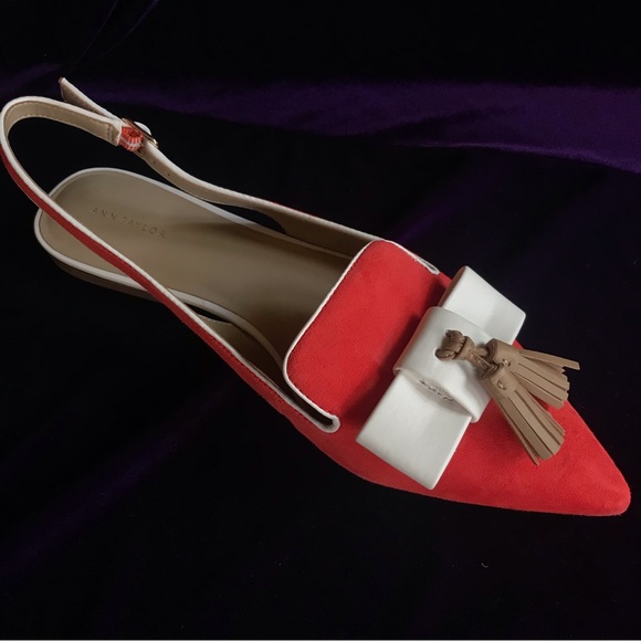 ann taylor red suede flats 10 - Picture 3 of 5